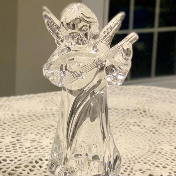 Vintage Mikasa Herald Collection Angel Mandolin Figurine Crystal Germany 1980s - Picture 11 of 12